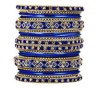 Aheli Bracelets ethniques colorés en métal Chudha ensemble de pierres cloutées ensemble de bracelets indiens de mariage bijoux tendance pour femme, 2.6 Inch, Métal, Non connu