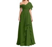 AHERKLL Dentelle Applique Mère de la Mariée Robes Cap Manches Mousseline de Soirée Formelle Fête Grand-Mère Robes de Bal ZMAH345, vert olive, 40
