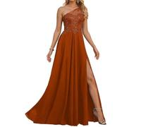 AHERKLL Dentelle Applique Mère de la Mariée Robes Une Épaule Perlée Formelle Soirée Fête Grand-Mère Robes de Bal ZMAH321, orange brûlé, 34