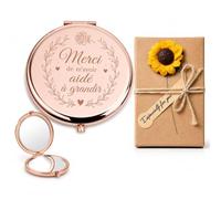 AHEZQILU Cadeau Maitresse D'École, Et Idee Cadeau Maitresse Miroir De Poche Rose Gold Gravé avec Coffret, Merci Maitresse, Souvenir pour Atsem Prof Fin D'année Scolaire Noël Anniversaire