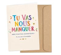AHEZQILU Carte Depart Collegue de Travail Original, Carte de Départ Grand Format avec Enveloppe Kraft, Carte Remerciement pour Retraite, Mutation, Professeur ou Ami