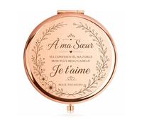 AHEZQILU Idée Cadeau Sœur, Cadeau Soeur Anniversaire avec Boîte Cadeau, Miroir de Poche pour Ma Soeur, Cadeau Soeur Noël Original, Compact et Double Face, Accessoire Beauté Portable
