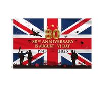 AhfuLife 1 drapeau VJ Day 0,9 x 1,5 m pour décorations de 80e anniversaire 2025, drapeau en tissu imperméable pour décorations de fête de 80 ans de victoire au Japon 1945-2025