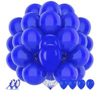 AhfuLife 100Pcs Ballons Bleu Anniversaire, 12 Pouces Ballons de Baudruche Ballon Gonflable Hélium en Latex Premium pour Décoration Fête d'Anniversaire à Thème, Mariage, Baptême, Bal de Graduation