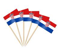 AhfuLife 100PCS Drapeau Croatie Bâton Cocktail, Drapeau de Cure - dents Croate pour Sandwich Nourriture Cupcake Toppers Vaisselle Fête Fournitures Pub Jardin Bar Euro Football Coupe Deoration