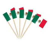 AhfuLife 100PCS Drapeau Cure-dent Mexique, Pic Drapeau Mexique pour Topper de Coupe, Cure Dent Drapeaux xMexicaine pour Jardin Bar Fête Fourniture Pub Décoration Cake Toppers Sandwich