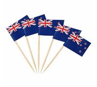 AhfuLife 100PCS Drapeau Cure-dent Nouvelle-Zélande, Pic Drapeau Néo-Zélandais pour Topper de Coupe, Cure Dent Drapeau Nouvelle-Zélande pour Jardin Bar Pub Coupe du monde Football Match Décoration