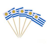 AhfuLife 100PCS Drapeau Cure-dent Uruguay - Mini Drapeau Uruguayen pour Topper de Gâteau, Cure-dent Drapeau Uruguay pour Jardin, Bar, Sol de Mayo, Coupe du Monde, Copa América