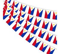 AhfuLife 10M Guirlande Drapeau, Banderole Drapeau, 30 Petit Drapeau pour Decoration Americaine Jardin Bar Coupe du Monde Memorial Day Le Jour de l'Indépendance 4 Juillet（Philippines, 14×21cm - 2Pcs)