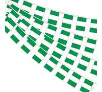 AhfuLife 10M Guirlande Drapeau, Banderole Drapeau, 30 Petit Drapeau pour Decoration Americaine Jardin Bar Coupe du Monde Memorial Day Le Jour de l'Indépendance 4 Juillet（Nigeria, 14×21cm - 2Pcs)