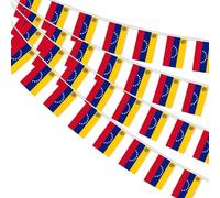 AhfuLife 10M Guirlande Drapeau, Banderole Drapeau, 30 Petit Drapeau pour Decoration Americaine Jardin Bar Coupe du Monde Memorial Day Le Jour de l'Indépendance 4 Juillet（Venezuela, 14×21cm - 2Pcs)
