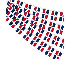 AhfuLife 10M Guirlande Drapeau, Banderole Drapeau, 30 Petit Drapeau pour Decoration Americaine Jardin Bar Coupe du Monde Memorial Day Le Jour de l'Indépendance 4 Juillet（Dominique, 14×21cm - 2Pcs