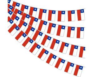AhfuLife 10M Guirlande Drapeau Chili, 1Pcs Banderole Drapeaux Chiliens, 30 Petit Drapeaux du Chili pour Decor la Coupe du Monde Football 2026 Fête Nationale Anniversary Bar Jardin