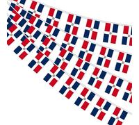 AhfuLife 10M Guirlande Drapeau Dominique, 1Pcs Banderole Drapeaux République Dominicaine, 30 Petit Drapeaux du République Dominicaine pour Decor la Coupe du Monde Nationale Anniversary Bar Jardin