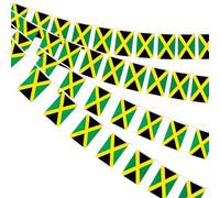 AhfuLife 10M Guirlande Drapeau du Jamaïque, 1Pcs Banderole Drapeaux Jamaïcains, 30 Petit Drapeaux Jamaïque pour Decor la Coupe du Monde Fête Nationale (6 Août) Nationale Anniversary Bar Jardin