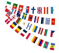 AhfuLife 10m Guirlande Drapeau Eurovision, 1pcs Guirlande de 35 Drapeaux de Eurovision, Drapeau Eurovision Bannière Rectangulaire pour le 2026 Concours Eurovision de la Chanson, Fête bar Jardin Decor