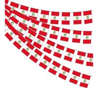 AhfuLife 10M Guirlande Drapeau Pérou, 1Pcs Banderole Drapeaux Péruviens, 30 Petit Drapeaux du Pérou pour Decor la Coupe du Monde Nationale Anniversary Bar Jardin Anniversaire