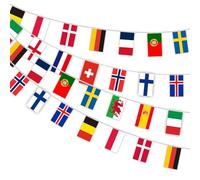 AhfuLife 16 Pays Bannière Drapeaux Europe, 1Pcs Drapeaux du Monde Guirlande de Fanions pour Décoration Euro Foot Match, Coupe du Monde, Jardin, Bar, Club Decor Anniversaire Foot