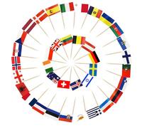 AhfuLife 200PCS Cure Dent Drapeau du Monde pour Topper de Coupe, Pic Pays pour Décor Euro Football Match Eurovison 2025 Concerts Jardin Bar Fête Fourniture
