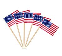 AhfuLife 200PCS Cure-dent Drapeau USA, Pic Americain pour Topper de Coupe, Etats Unis pour Jardin Bar Fête Fourniture Pub Coupe du Monde Decoration