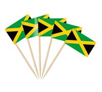 AhfuLife 200PCS Drapeau Cure-dent Jamaïque, Pic Drapeau Jamaïcain pour Topper de Coupe, Cure Dent Drapeau Jamaïcaine pour Jardin Bar Fête Fourniture Pub Décoration Cake Toppers Sandwich