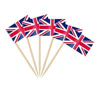 AhfuLife 200PCS Drapeau Cure-dent Royaume-Uni, Pic Drapeau Royaume-Uni pour Topper de Coupe, Cure Dent Drapeaux Royaume-Uni pour Décoration Cake Topper Sandwich Jardin Bar Pub