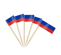 AhfuLife 200PCS Drapeau Cure-dent Russe, Pic Drapeau Russe pour Topper de Coupe, Cure Dent Drapeau Russie pour Jardin Bar Pub Décoration Sandwich Cake Toppers