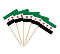 AhfuLife 200PCS Drapeau Cure-dent Syrie, Pic Drapeau Syrien pour Topper de Coupe, Cure Dent Drapeaux Syria pour Jardin Bar Fête Fourniture Pub Décoration Cake Toppers Sandwich