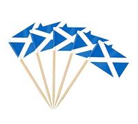 AhfuLife 200PCS Drapeau Écosse Bâton Cocktail, Drapeau de Cure - dents Ecossais pour Sandwich Nourriture Cupcake Toppers Vaisselle Fête Fournitures Pub Euro Football Coupe