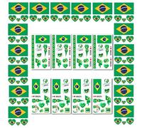 AhfuLife 24 Feuilles Tatouage Drapeau Brésil, Drapeau Brésil Tatouages Temporaire Imperméable Pour Coupe du Monde, Le Fnas de Fête Nationale Decoration, WM Party Décorations