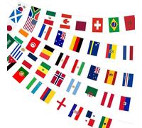 AhfuLife 48 Drapeaux du Monde Bannière Bunting pour Coupe du Monde, 8Pcs Drapeaux du 2026 Coupe du Monde pour Décor Footaball Fans Bar Jardin Masion Clubs Sportifs, (8Pcs, 28×20cm)