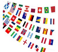 AhfuLife 48 Drapeaux du Monde pour Coupe du Monde de Football, Comprend Drapeaux de République Tchèque, Bosnie-Herzégovine et Suède pour Décor Football Fans Bar Jardin (8Pcs, 28×20 cm)