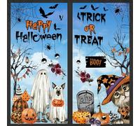 AhfuLife 60Pcs Halloween Fenêtre Autocollants - 9 Feuilles Réutilisables Stickers Fenêtre de Halloween Amovible avec Fantôme et Citrouille- Décoration DIY Fête, Maison et Maison Hantée (Fantôme)