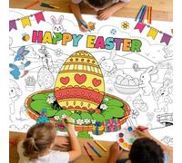 AhfuLife Affiche Géante de Pâques à Colorier 180x80 cm -Nappe en Papier à Colorier Pâques pour Enfants avec Lapins et Œufs, Poster de Graffiti pour Murale et Table, Décoration de Paques DIY (Style A)