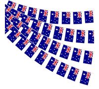 AhfuLife Bannière de l'Australie,1 pièce - 30 petits drapeaux australiens - Rectangle des deux côtés - Tissu pour fête nationale - Coupe du monde - Bar - Décoration de restaurant (Australia Bunting-2)
