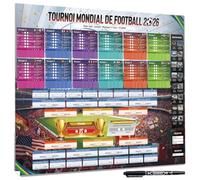 AhfuLife Calendrier Coupe du Monde de Football 2026, 1Pcs Affiche pour Coupe du Monde Decor-100 x 70cm Poster de Football - Inclure 48 Pays Phase de Groupes et Résultats du Finale（Français, HNEC）