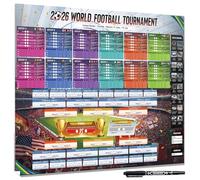 AhfuLife Calendrier Coupe du Monde Football 2026, 1Pcs Affiche pour Coupe du Monde Decor-100 x 70cm Poster de Football - Inclure 48 Pays Phase de Groupes et Résultats du Finale（Anglaise, HNEC）