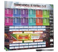 AhfuLife Calendrier Coupe du Monde Football 2026, 1Pcs Affiche pour Coupe du Monde Decor-100 x 70cm Poster de Football - Inclure 48 Pays Phase de Groupes et Résultats du Finale（Français, HNEC）