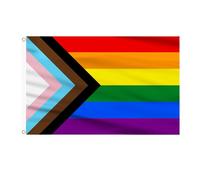 AhfuLife Drapeau Arc-en-Ciel LGBT 90x150cm, 2Pcs Drapeau Gay Pride de Fierté Progressif Double Face avec Œillets Laiton en Polyester pour Pride Day Marche des Fiertés Événement Decor Jardin Bar Masion