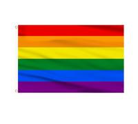 AhfuLife Drapeau Arc-en-Ciel LGBT 90x150cm, Drapeau Gay Pride 6 Couleurs Double Face avec Œillets Laiton en Polyester pour Pride Day Marche des Fiertés Événements Decoration Jardin Bar Masion