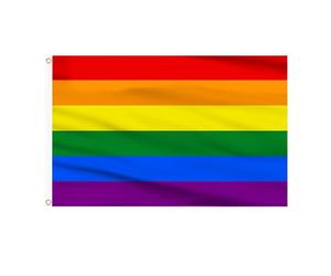 AhfuLife Drapeau Arc-en-Ciel LGBT 90x150cm, Drapeau Gay Pride 6 Couleurs Double Face avec Œillets Laiton en Polyester pour Pride Day Marche des Fiertés Événements Decoration Jardin Bar Masion