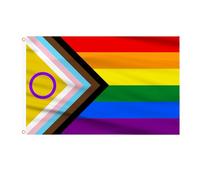 AhfuLife Drapeau Arc-en-Ciel LGBTQ 90x150cm, 2Pcs Drapeau Gay Pride de Fierté Progressif Double Face avec Œillet Laiton en Polyester pour Pride Day Marche des Fiertés Événement Decor Jardin Bar Masion