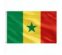 AhfuLife Drapeau du Sénégal 90x150 cm - 1 Pièce Drapeau Sénégalais Double Face avec 2 Œillets en Laiton, Polyester pour Extérieur, Décoration pour Fête Nationale (4 Avril),Coupe du Monde, Stade, Bar