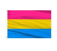 AhfuLife Drapeau Pansexuel Arc-en-Ciel LGBT 90x150cm, 1Pcs Drapeau Gay Pride Double Face avec Œillets Laiton en Polyester pour Pride Day Marche des Fiertés Événement Decor Jardin Bar Masion