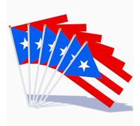 AhfuLife Drapeau Porto Rico 21x14 cm - 15 Pièces Mini Drapeaux Portoricains avec Mât Blanc 30 cm, Décoration Intérieur/Extérieur pour Coupe du Monde, Fête Nationale du 25 Juillet, Célébration Sportive