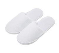AhfuLife Echoapple Lot de 5 paires de pantoufles d'hôtel non jetables de luxe à bout fermé pour spa, fête et voyage, Blanc 5 paires, 36/37 EU