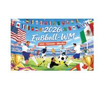 AhfuLife Grand drapeau Coupe du Monde 2026 152 x 91 cm, 1 pièce Drapeau Coupe du Monde Double face Couleurs vives avec œillets en laiton pour rue de football Décoration de fête
