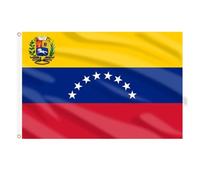AhfuLife Grand drapeau vénézuélien en polyester double face avec œillets en laiton pour décoration de fête nationale et culture, jardin, rue, intérieur et extérieur, 1,5 x 0,9 m