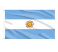 AhfuLife Grande Drapeau Argentine 90×150cm, 4Pcs Drapeau Argentin Double Face avec œillets en Laiton en Polyester pour Football Match Coupe du Monde Sportive et Jardin Bar Intérieur Décoration