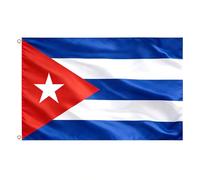 AhfuLife Grande Drapeau Cuba 90×150cm, 2Pcs Drapeau Cubain Double Face avec œillets en Laiton en Polyester pour Fête Nationale Jadin Bar Marches